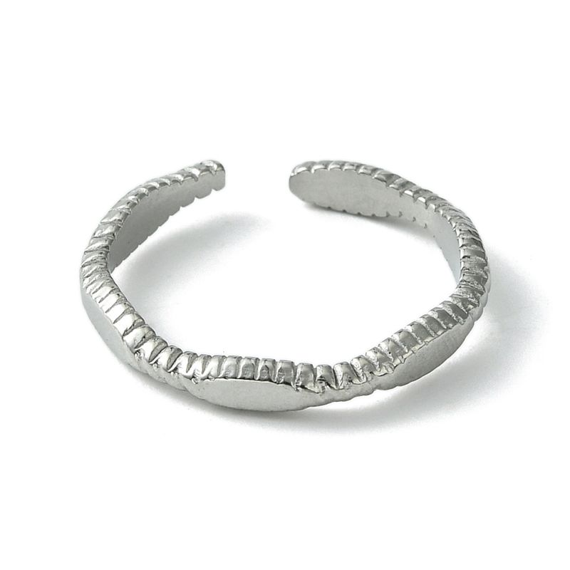 SILVER STAINLESS OVAL TEXTURE CUFF RING