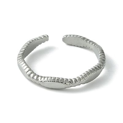 SILVER STAINLESS OVAL TEXTURE CUFF RING