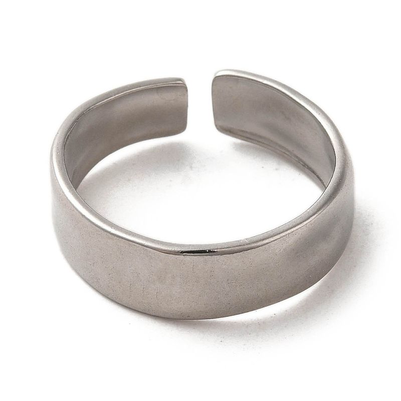 SILVER STAINLESS WAVY BAND CUFF RING