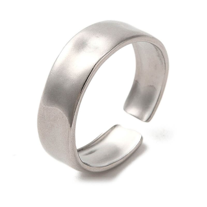 SILVER STAINLESS WAVY BAND CUFF RING