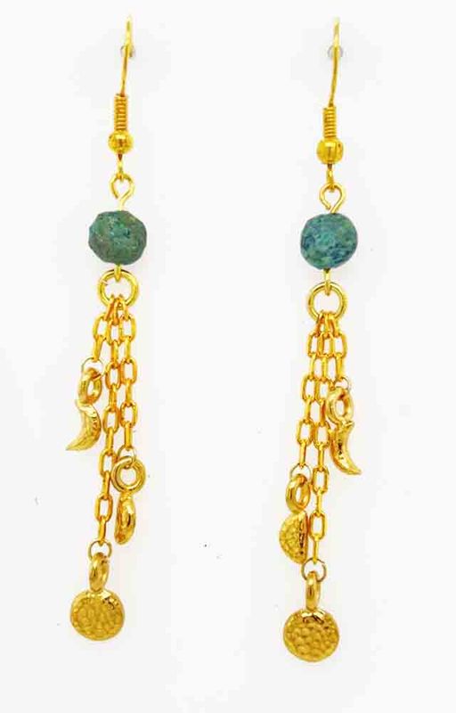 BRASS MOON PHASES &amp; TURQUOISE EARRINGS