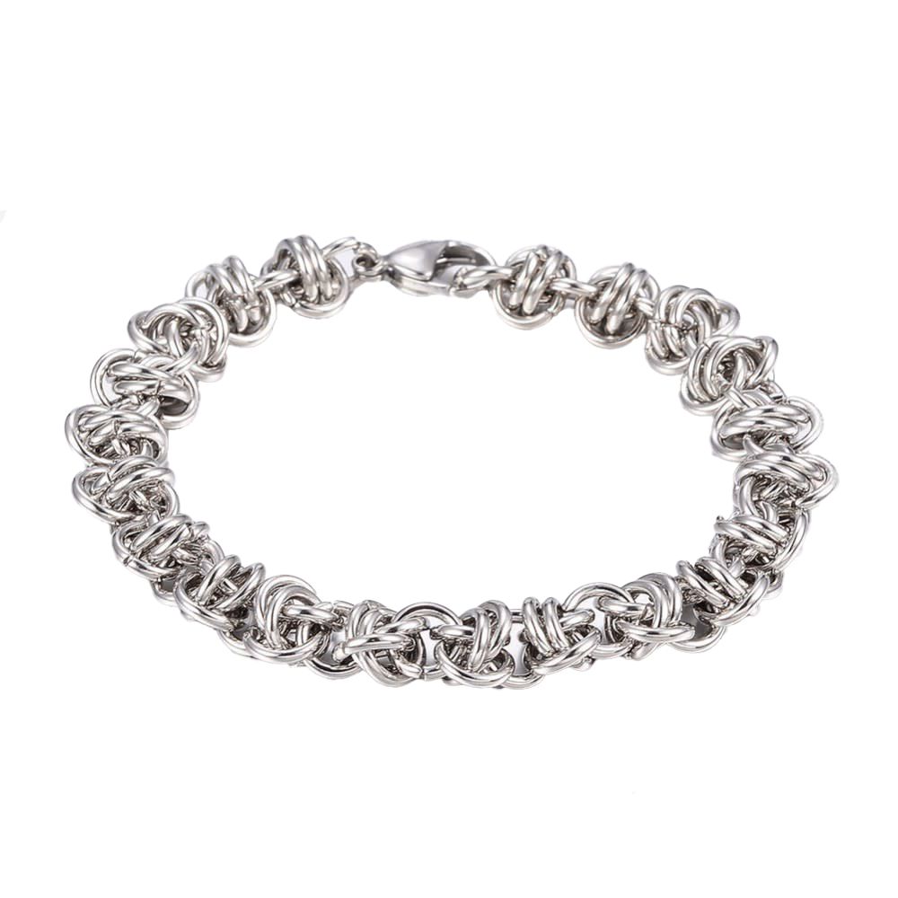 SILVER STAINLESS BYZANTINE WEAVE LINK BRACELET