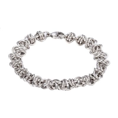 SILVER STAINLESS BYZANTINE WEAVE LINK BRACELET