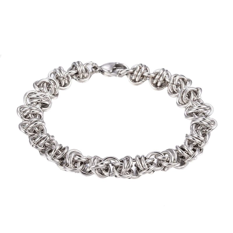 SILVER STAINLESS BYZANTINE WEAVE LINK BRACELET