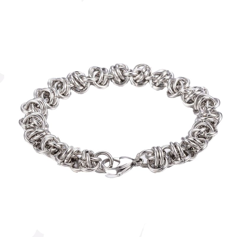 SILVER STAINLESS BYZANTINE WEAVE LINK BRACELET