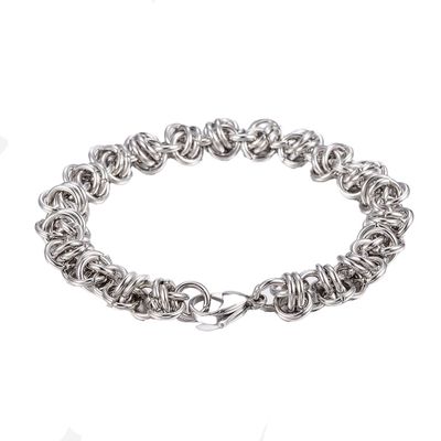 SILVER STAINLESS BYZANTINE WEAVE LINK BRACELET