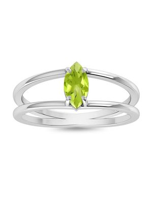 SILVER MARQUISE PERIDOT RING - SIZE 7