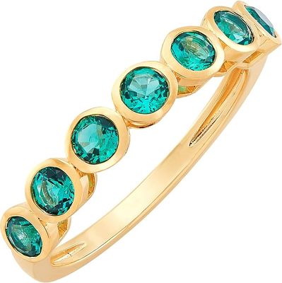 10K EMERALD  BAND RING - SIZE 8