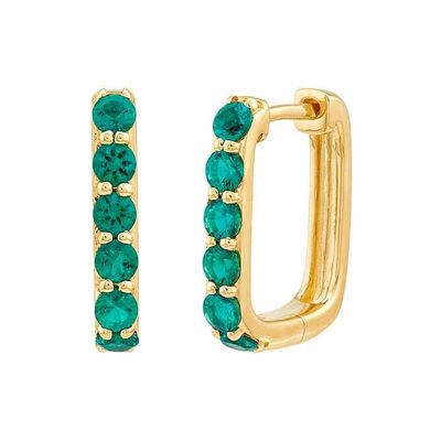10K EMERALD HUGGIE EARRINGS