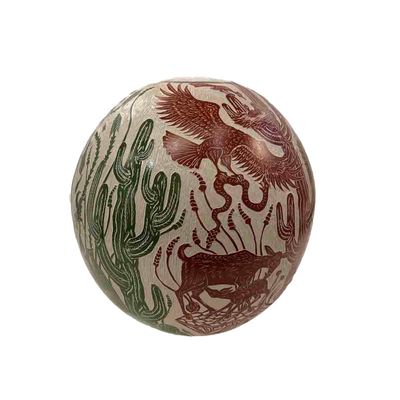 MATA ORTIZ 3-COLOR CARVED DESERT ANIMALS VASE - 8" X 6.5"