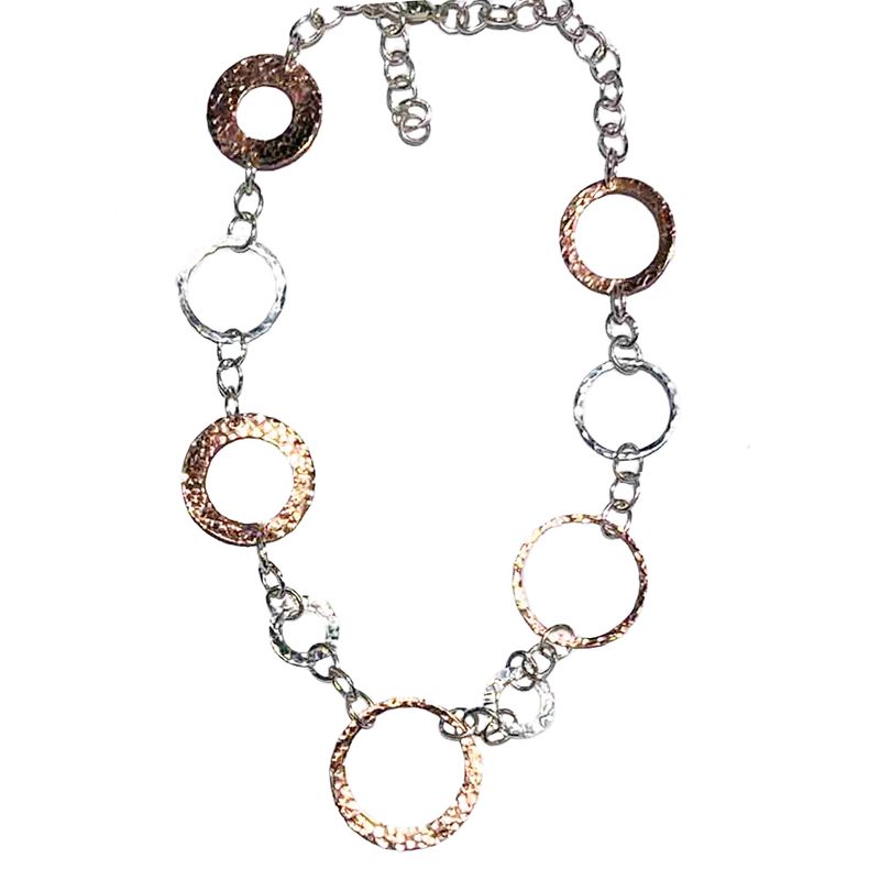 MIXED METALS HAMMERED LINKS NECKLACE