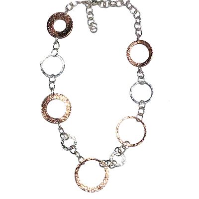 MIXED METALS HAMMERED LINKS NECKLACE