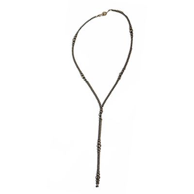 SILVER HANDSTRUNG  3-6MM NAVAJO PEARL NECKLACE 18"