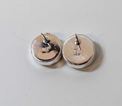 SILVER WHITE BUFFALO EARRINGS NAVAJO-TRICIA SMITH