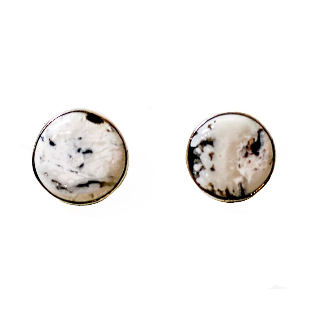 SILVER WHITE BUFFALO EARRINGS NAVAJO-TRICIA SMITH