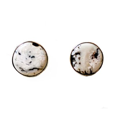 SILVER WHITE BUFFALO EARRINGS NAVAJO-TRICIA SMITH