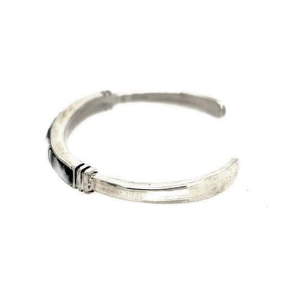 SILVER WHITE BUFFALO &amp; OPAL INLAY CUFF BRACELET-NAVAJO-RICK TOLINO