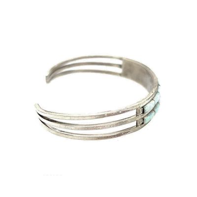 SILVER OPAL INLAY CUFF BRACELET-ZUNI-ANSOM WALLACE