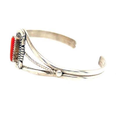 SILVER BRANCH CORAL CUFF BRACELET-NAVAJO-DAVE SKEETS