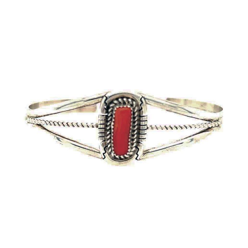 SILVER BRANCH CORAL CUFF BRACELET-NAVAJO-DAVE SKEETS