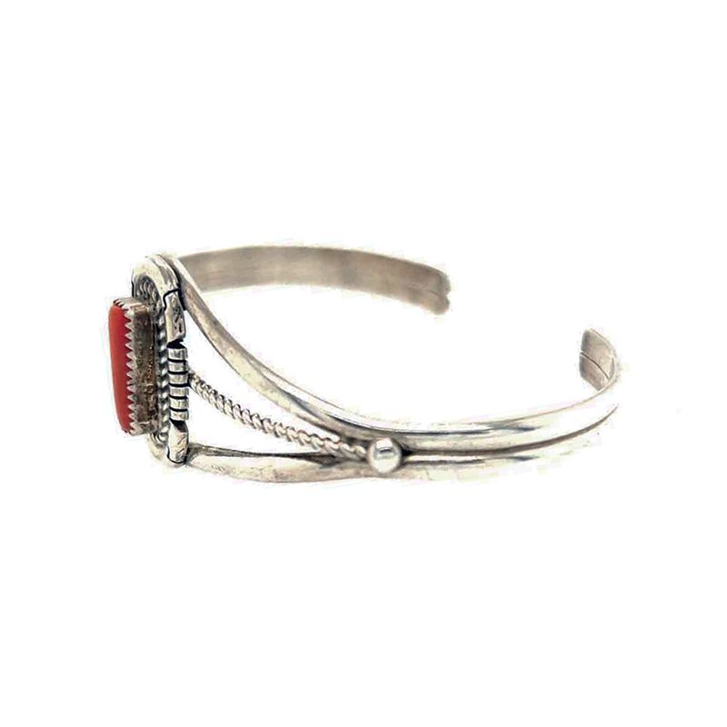 SILVER BRANCH CORAL CUFF BRACELET-NAVAJO-DAVE SKEETS