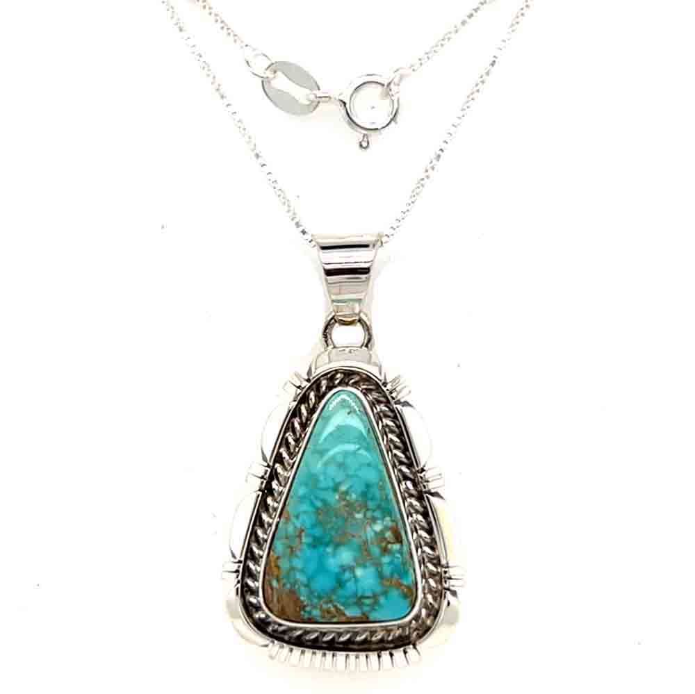 SILVER TRIANGLE TURQUOISE NECKLACE-NAVAJO-LARRY YAZZIE
