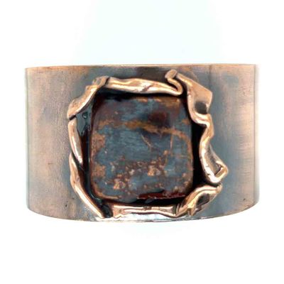 COPPER ARROYO CUFF &amp; SQUARE JASPER CUFF BRACELET