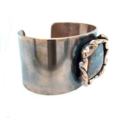COPPER ARROYO CUFF &amp; SQUARE JASPER CUFF BRACELET