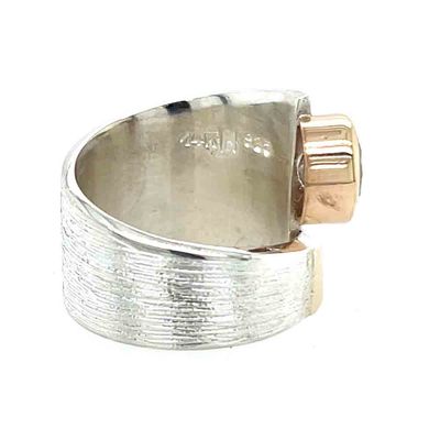 SILVER/14KT ROUND DIAMOND RING - SIZE 6.5