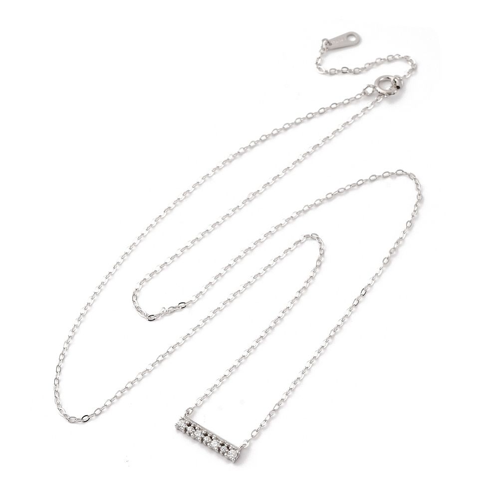 SILVER 7-CZ BAR NECKLACE 16.5" + EXT