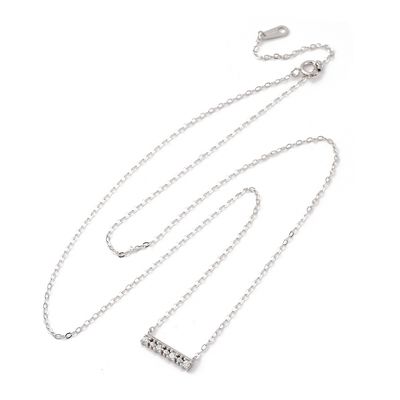 SILVER 7-CZ BAR NECKLACE 16.5" + EXT SILVER 7-CZ BAR NECKLACE 16.5" + EXT