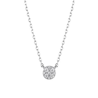 SILVER ROUND DISC MICO-PAVED CZ NECKLACE SILVER ROUND DISC MICO-PAVED CZ NECKLACE