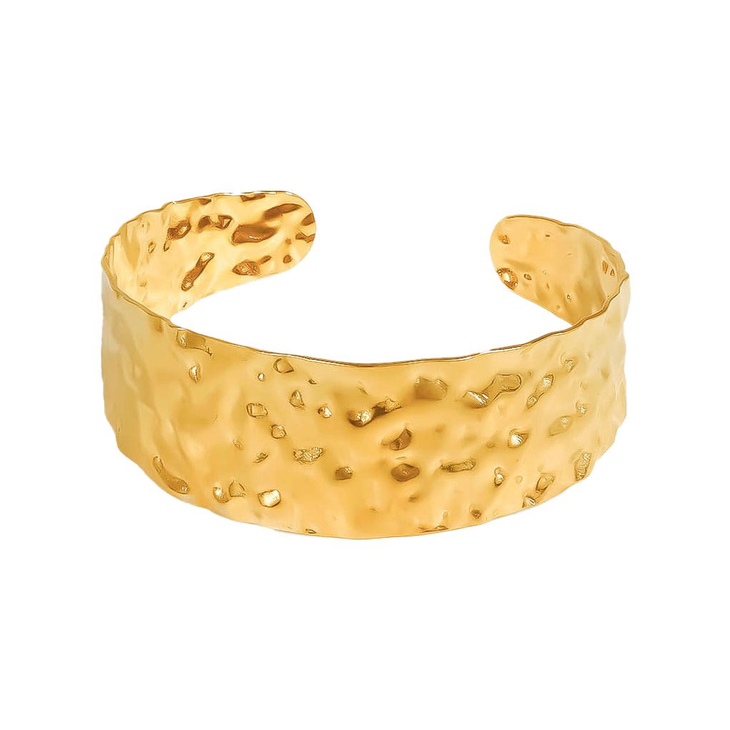 GOLD STAINLESS TEXTURED CUFF BRACELET