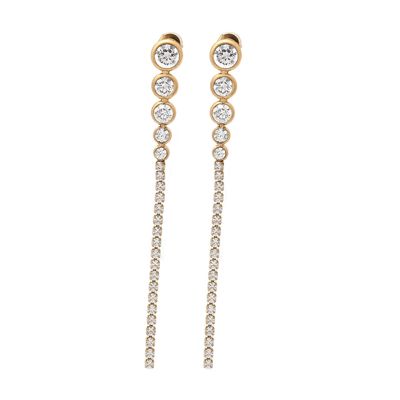 GOLD STAINLESS GRADUATED TASSEL CZ EARRINGS