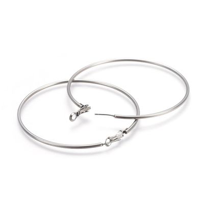 SILVER STAINLESS 69MM SMOOTH HOOP EARRINGS