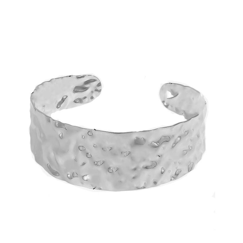 SILVER STAINLESS TEXTURED CUFF BRACELET