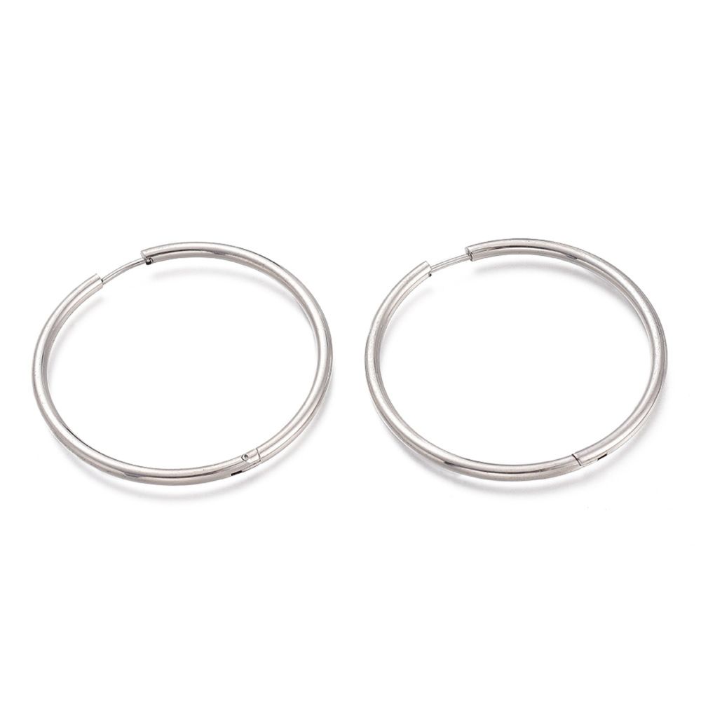 SILVER STAINLESS 45MM HOOP HUGGIE EARRINGS