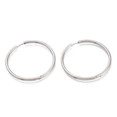 SILVER STAINLESS 45MM HOOP HUGGIE EARRINGS