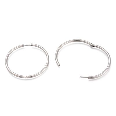 SILVER STAINLESS 45MM HOOP HUGGIE EARRINGS