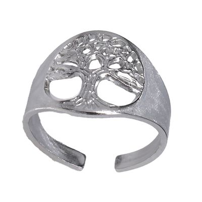SILVER STAINLESS TREE OF LIFE RING