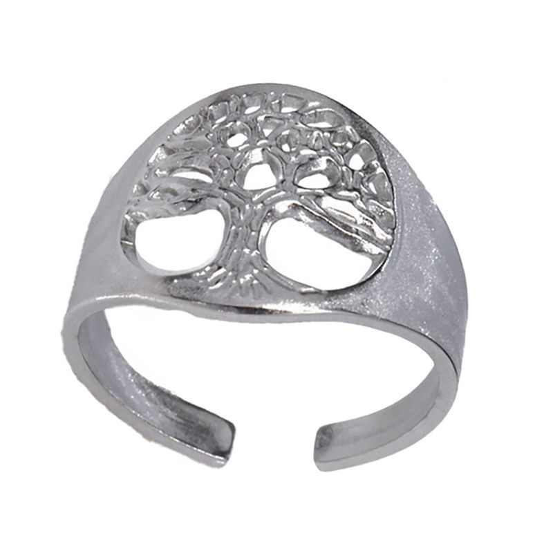 SILVER STAINLESS TREE OF LIFE RING