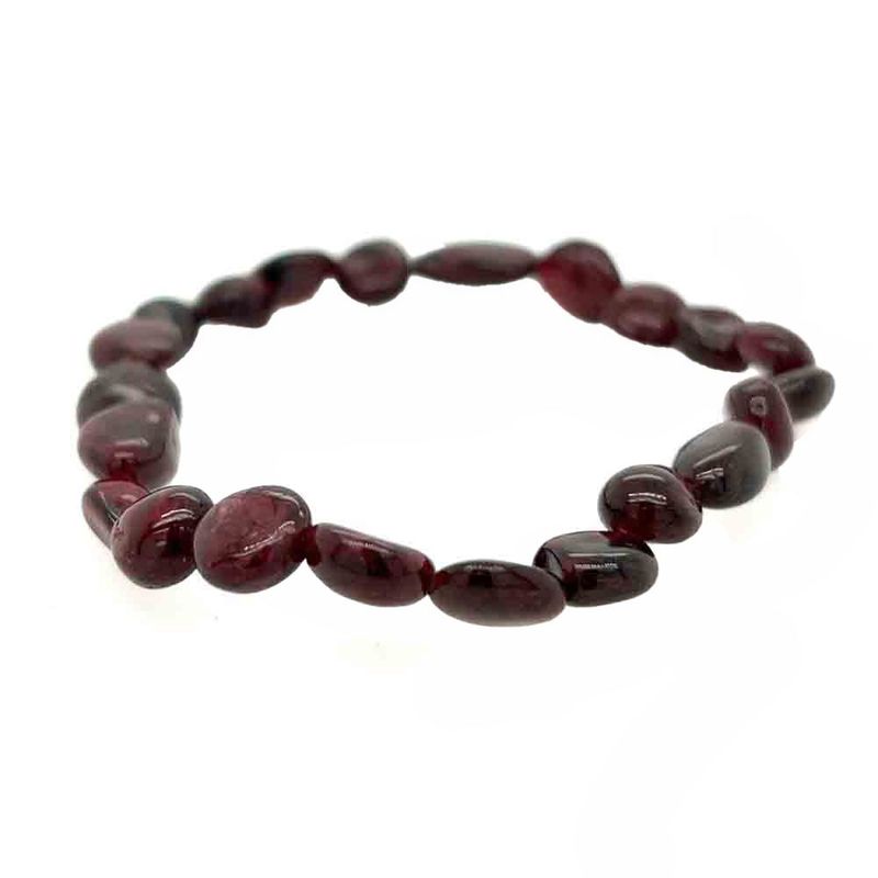 NATURAL GARNET FLAT BEADED STRETCH BRACELET