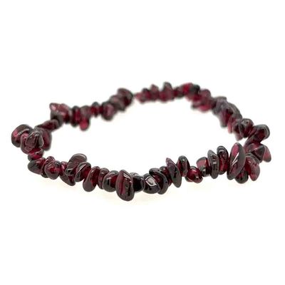 NATURAL GARNET CHIP BEADED STRETCH BRACELET
