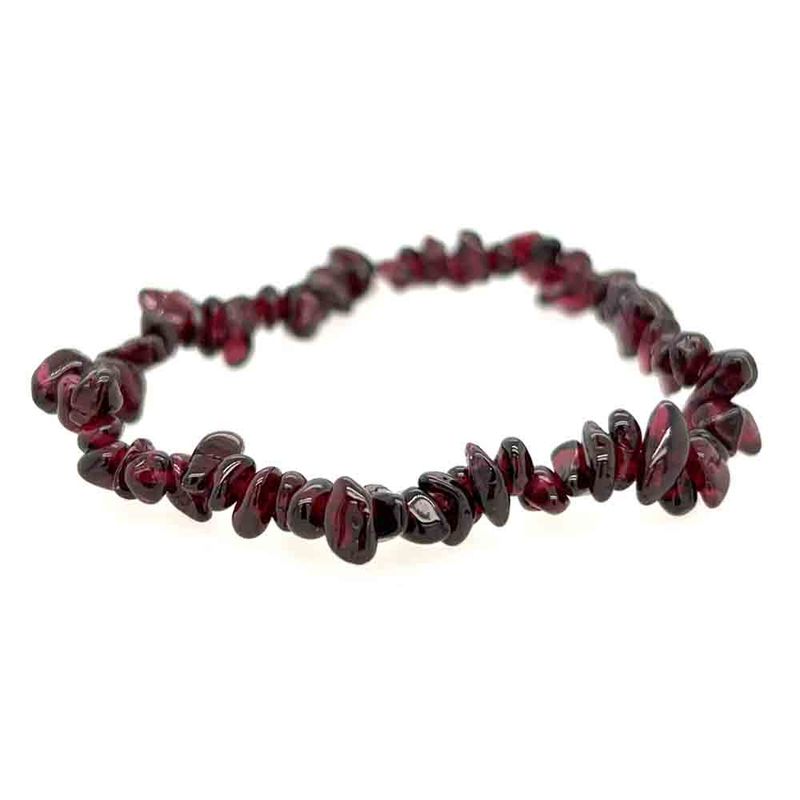 NATURAL GARNET CHIP BEADED STRETCH BRACELET