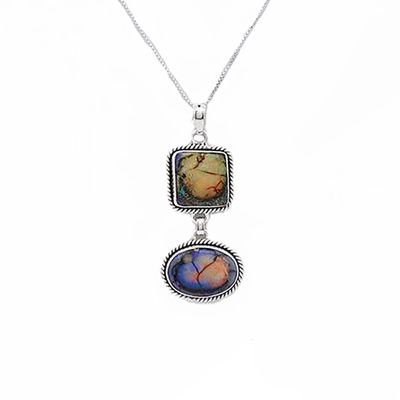 SILVER SPIDER-WEB DOUBLE LINK NECKLACE