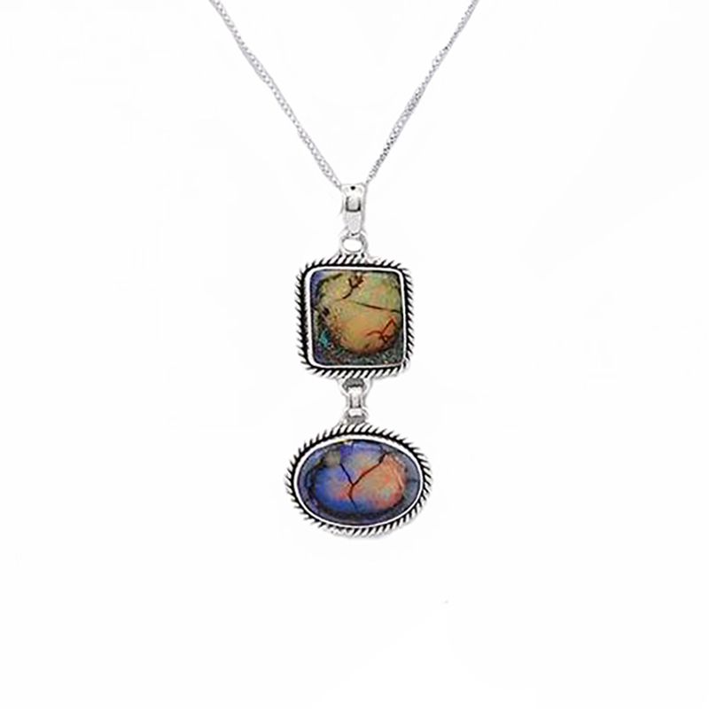 SILVER SPIDER-WEB DOUBLE LINK NECKLACE