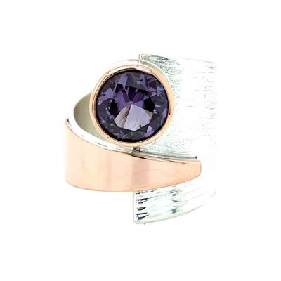 SILVER/14KT ALEXANDRITE WRAP RING - 8.5