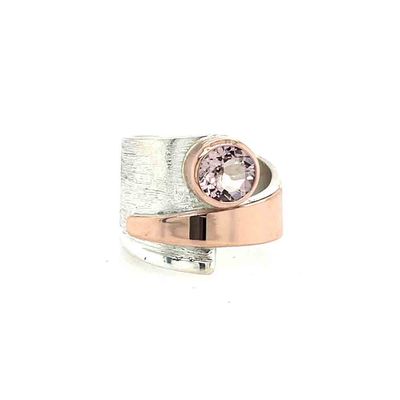 SILVER/14KT MORGANITE WRAP RING - 8.5