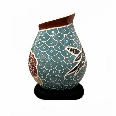MATA ORTIZ CUT-OUT BLUE HUMMINGBIRD - 5 x 3.5