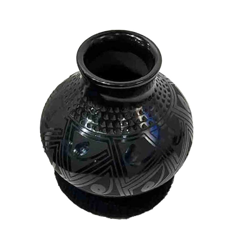 MATA ORTIZ BLACK GRAPHITE VASE - 4 x 3.5